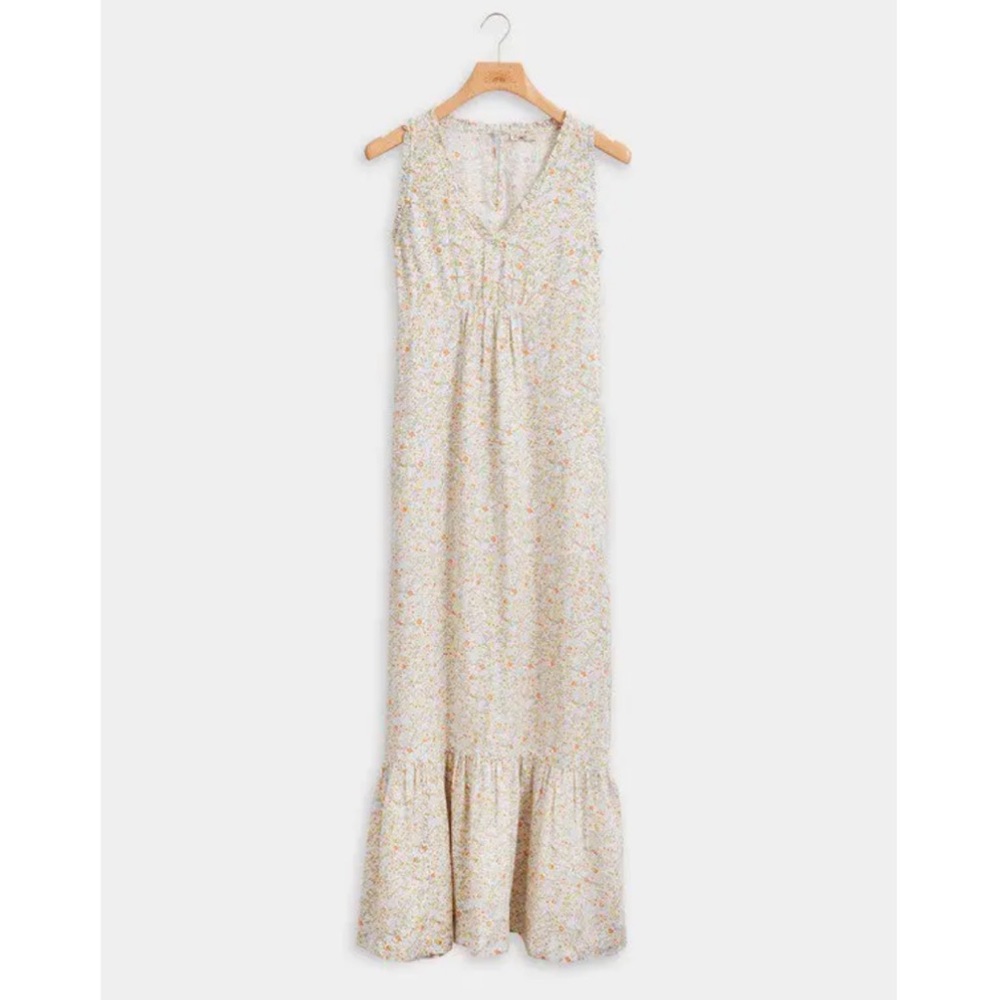 Faherty Sapphira Linen Maxi Dress in Wildflower Ditsy, Size M